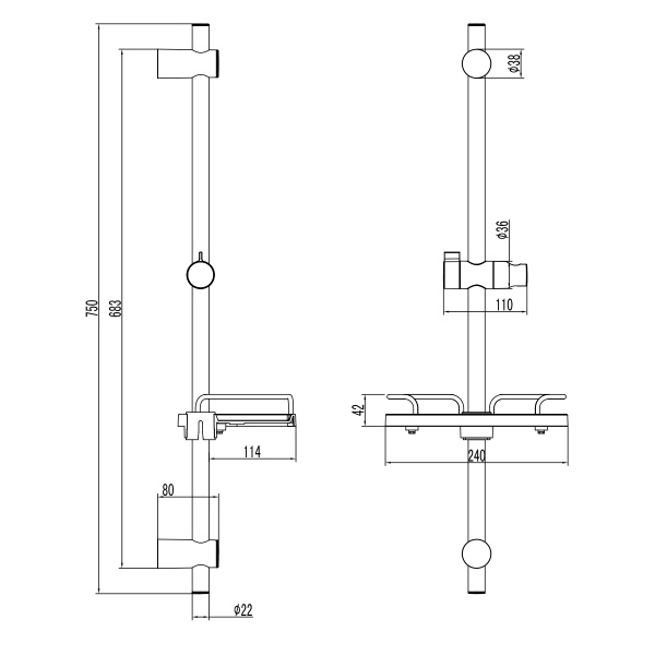 Штанга Lemark  LM3775GM хром 