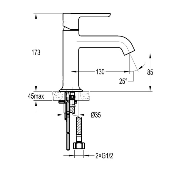 Смеситель для раковины Cezares Eco ECO-LS-NOP-W0 черный матовый