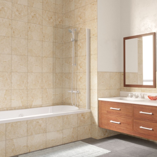 Шторка для ванны Vegas Glass EV Lux EV LUX 75 01 01 R 75 см, стекла прозрачные, профиль белый