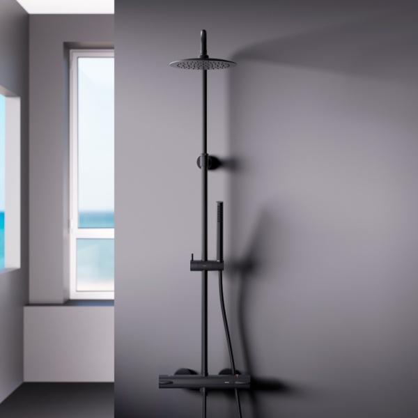 Душевая система со смесителем Damixa Scandinavian Pure 936800300 монтаж настенная с термостатом черный