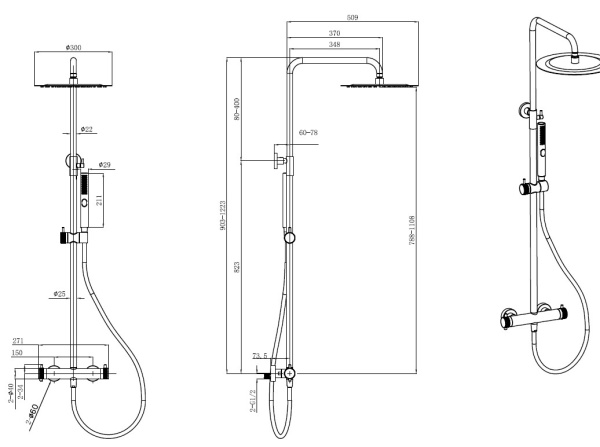 Душевая система со смесителем Allen Brau Fantasy 5.11001-BN монтаж настенная с термостатом брашированный никель