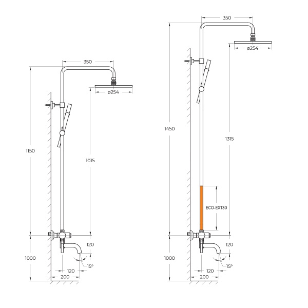 Удлинитель для душевой системы Cezares Eco ECO-EXT30-BORO брашированное золото 