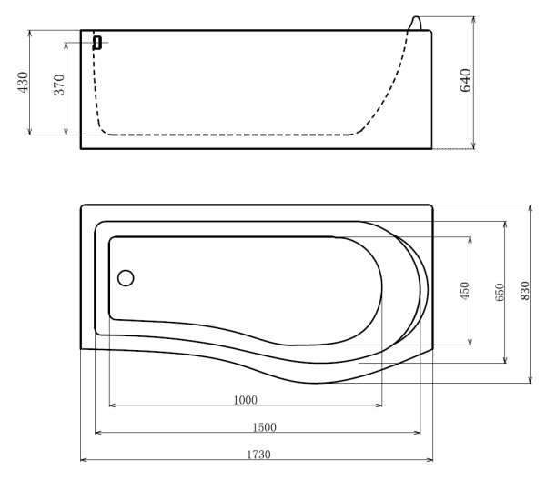 Акриловая ванна Gemy  G9010 B L 170x80
