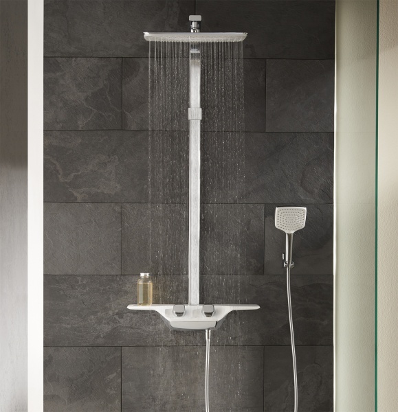 Душевая система со смесителем Kludi Cockpit 8020091-00 монтаж настенная с термостатом хром/белый