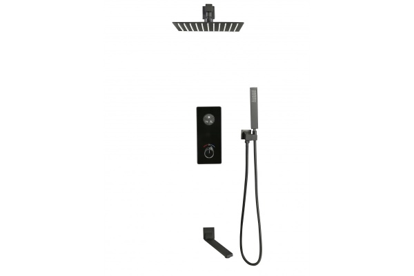 Душевая система со смесителем ALMAes Eden TVZ-0817 монтаж встраиваемая в стену без термостата черный матовый
