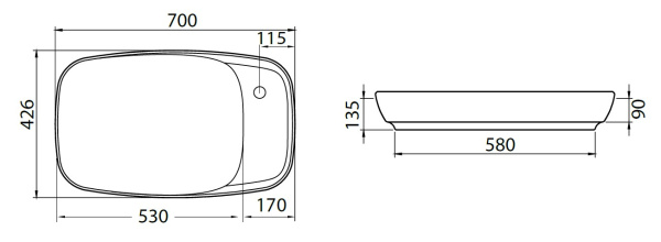 Раковина накладная прямоугольная Allen Brau Liberty 4.32012.20 керамика цвет белый