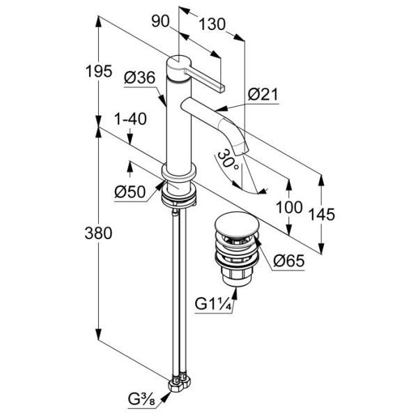 Смеситель для раковины Kludi Nova Fonte 202880515 хром