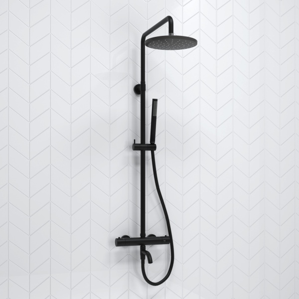 Душевая система со смесителем Wasserkraft  A288.077.217.BM Thermo монтаж настенная с термостатом черный