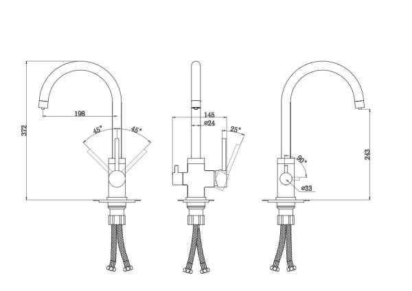 Смеситель для кухни Paulmark Essen Es213211-NI с подключением к фильтру никель