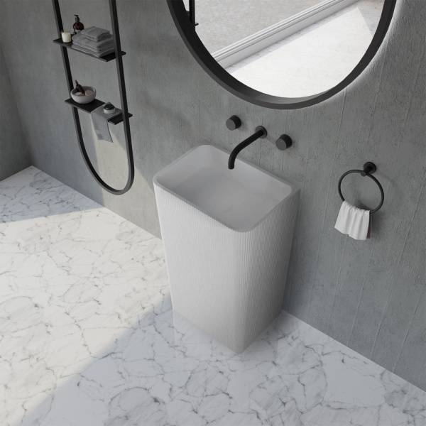 Раковина  прямоугольная Abber STEIN AS2505-H искусственный камень цвет белый матовый