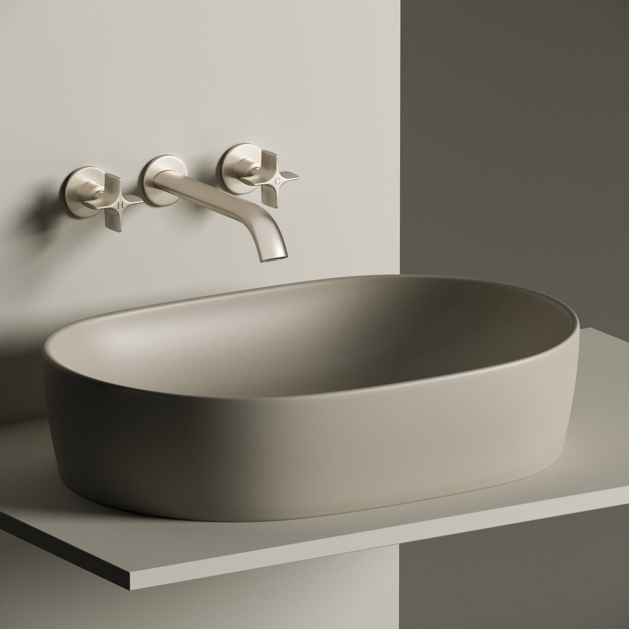 Раковина накладная овальная Ceramica Nova Element CN6047MC фарфор цвет бежевый матовый