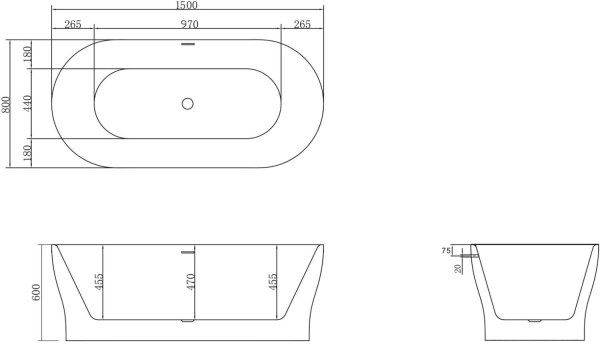 Акриловая ванна BelBagno  BB405-1500-800 150x80