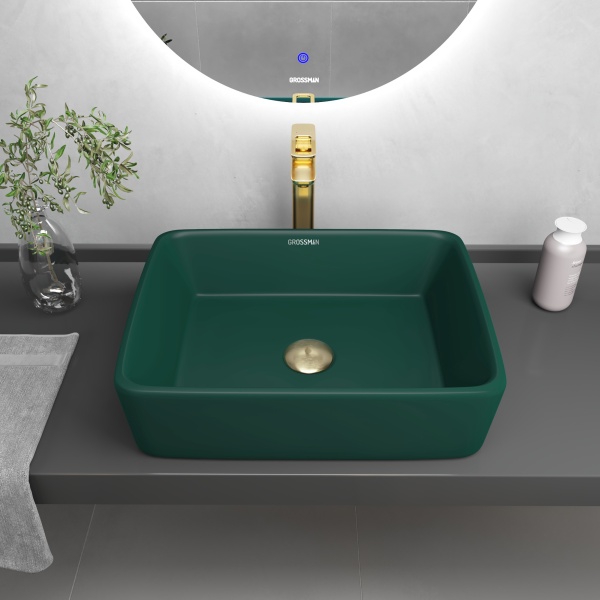 Раковина  квадратная  Grossman Color GR-3016OLM фаянс цвет светло-зеленый матовый