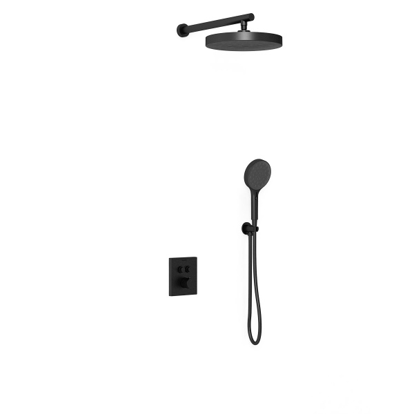 Душевая система со смесителем Vincea  VSFW-3I21T2MB монтаж встраиваемая в стену с термостатом матовый черный