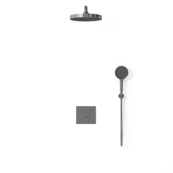 Душевая система со смесителем Vincea Inspire VSFW-4I212GM монтаж встраиваемая в стену без термостата вороненая сталь