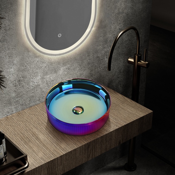 Раковина  круглая Abber Bequem AC2114Regen фаянс цвет хамелеон