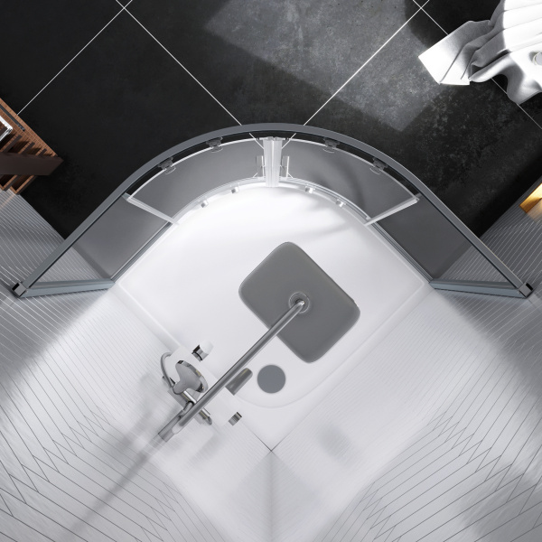 Душевой угол Damixa Skyline DX35WG-301-090MT четверть круга  стекла прозрачные, профиль хром