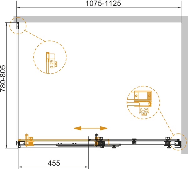 Душевой угол Cezares STYLUS-SOFT-AH-1-110/80-C-Cr 110x80