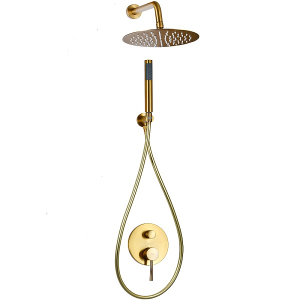 Душевая система со смесителем Raiber Graceful RPG-005 монтаж встраиваемая в стену без термостата матовое золото