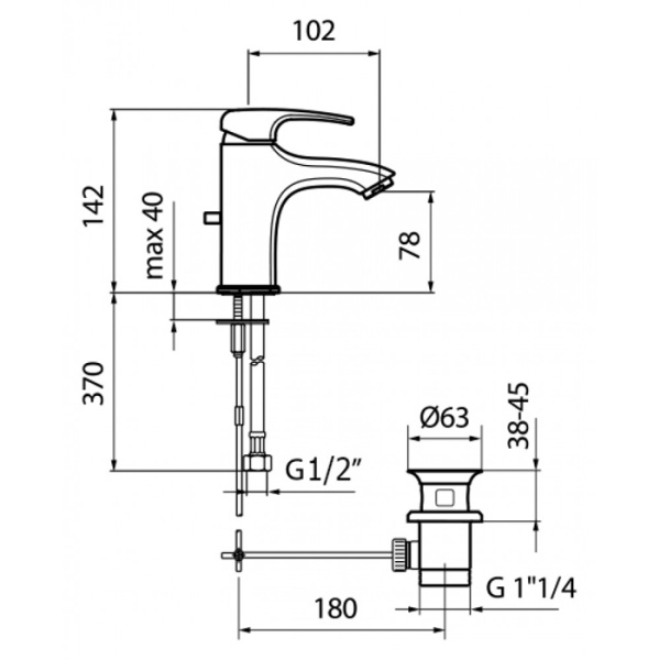 Смеситель для раковины Webert Kimono KI830102015 хром