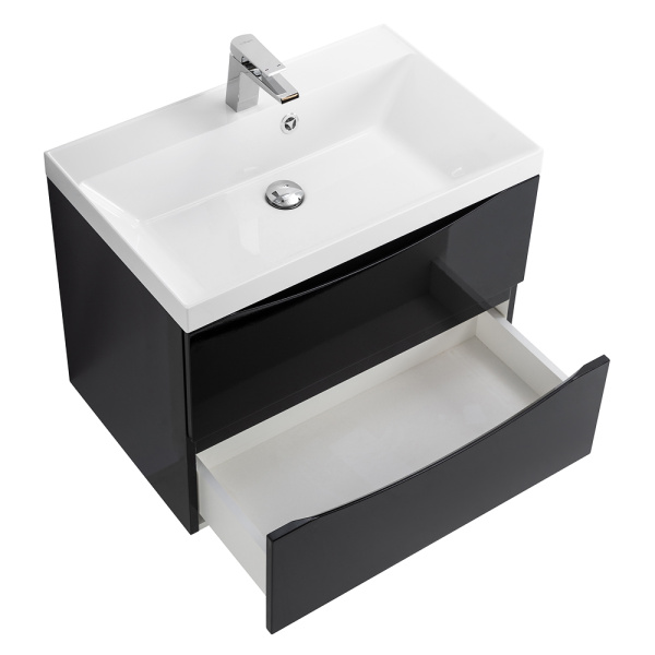 Тумба под раковину подвесная BelBagno Marino MARINO-700-2C-SO-NL-P 70 см  2 ящика цвет Nero Lucido 