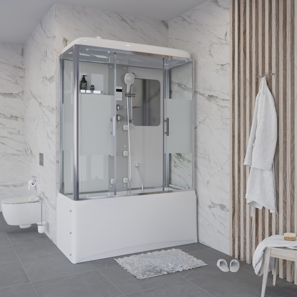 Душевая кабина с крышей Niagara Ultra NG-3150-01 прямоугольная  150x70 стекла прозрачные с узором, профиль хром