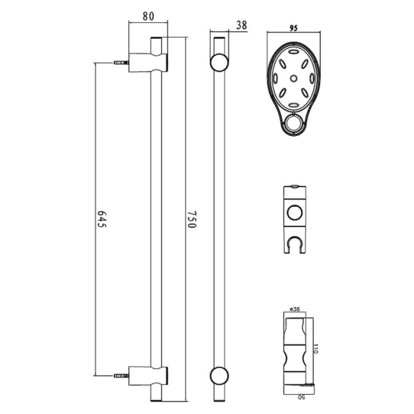 Штанга Bravat  D150CP-1-RUS хром 
