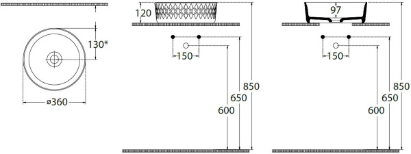 Раковина накладная круглая Allen Brau Fantasy 4.11033.BD керамика цвет красный