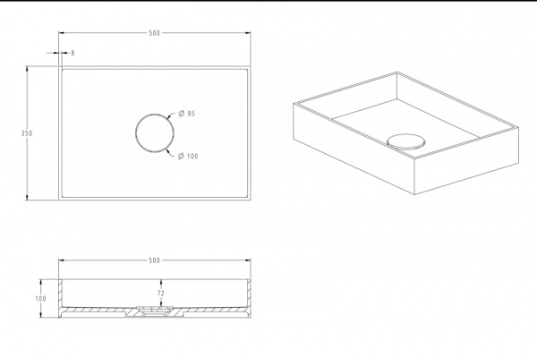 Раковина  прямоугольная Abber STEIN AS2621 искусственный камень цвет белый матовый