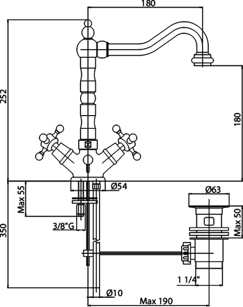 Смеситель для раковины Cezares Golf GOLF-LS2-01 