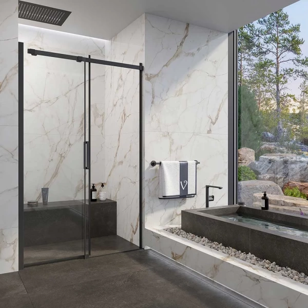 Душевая дверь Veconi Vianno VN70-120-01-19C4 120 см стекла прозрачные, профиль черный