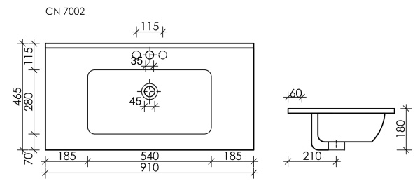 Раковина мебельная прямоугольная Ceramica Nova Element CN7002MB фарфор цвет черный матовый