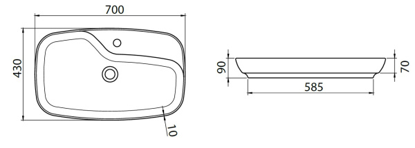 Раковина накладная прямоугольная Allen Brau Liberty 4.32011.21 керамика цвет белый матовый