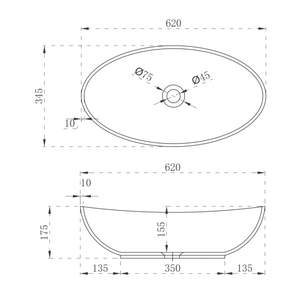 Раковина  овальная Abber STEIN AS2610 искусственный камень цвет белый матовый