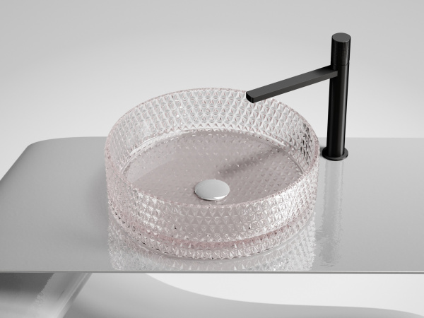 Раковина накладная круглая Ceramica Nova Cristal CN6061 стекло цвет розовый
