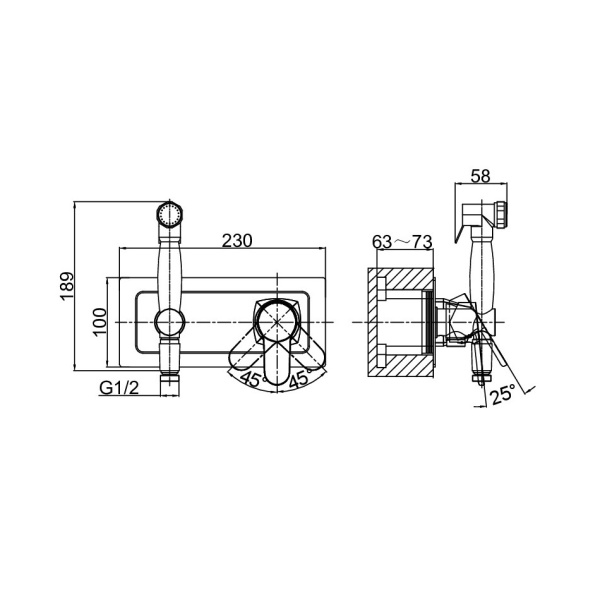 Гигиенический душ D&K Rhein DA1394501 встраиваемый в стену хром