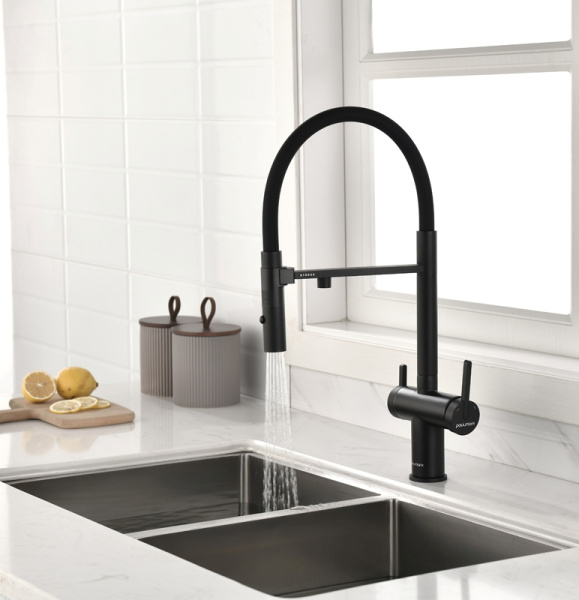 Смеситель для кухни Paulmark Gravity Gr213888-AN с подключением к фильтру антрацит