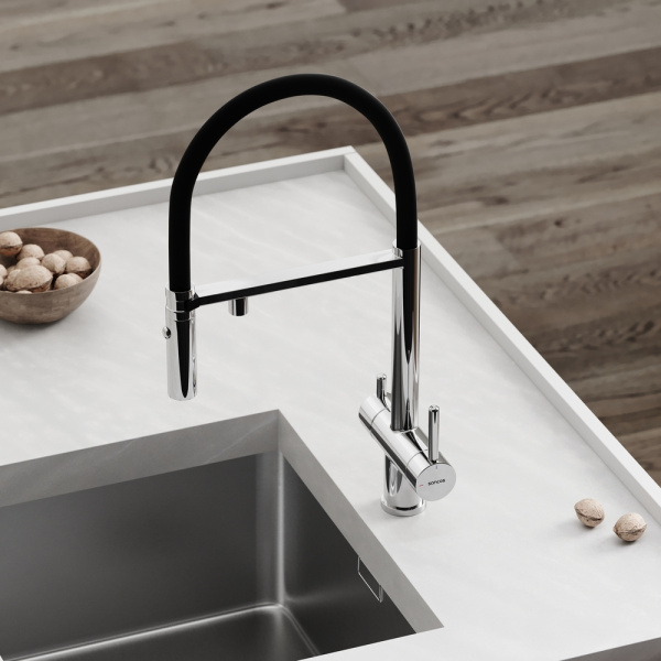 Смеситель для кухни Sancos Imola SC4010CH с подключением к фильтру хром/черный