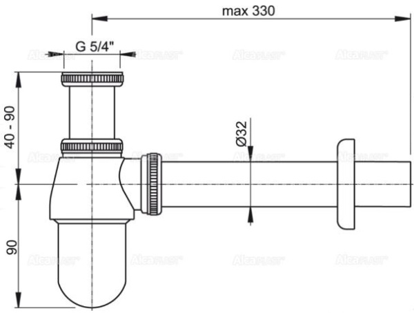 Сифон для раковины AlcaPlast A431 латунь хром