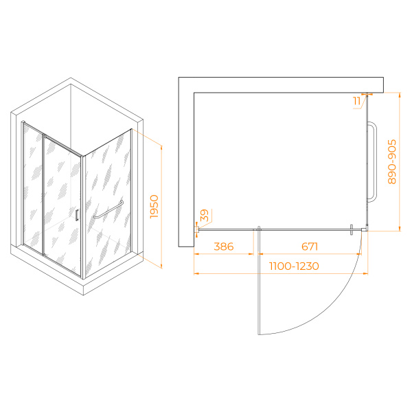 Душевой угол RGW Passage PA-078-1 3508078119-11 прямоугольный 110x90 стекла прозрачные, профиль хром