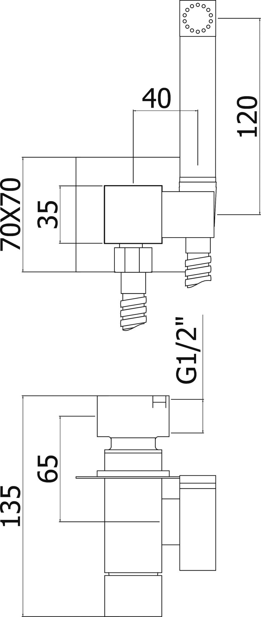 Гигиенический душ Paffoni Tweet Square ZDUP112NO встраиваемый в стену 