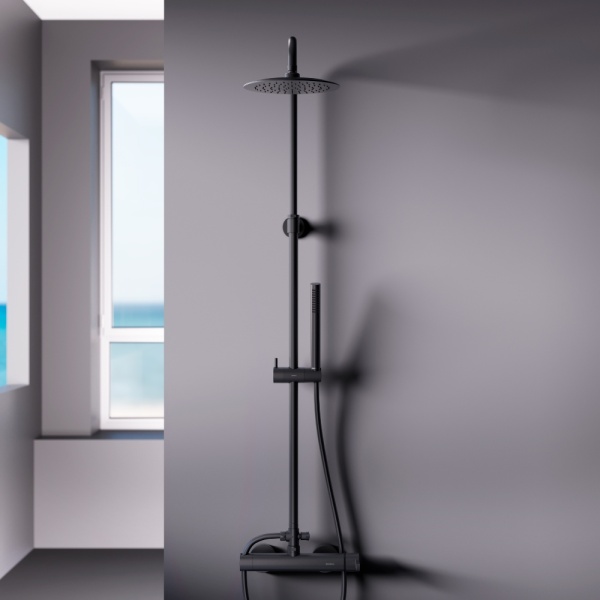 Душевая система со смесителем Damixa Scandinavian Pure 936710300 монтаж настенная без термостата черный