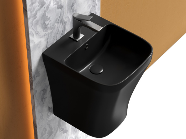 Раковина подвесная моноблок прямоугольная Ceramica Nova Dion CN6067MB фарфор цвет черный матовый