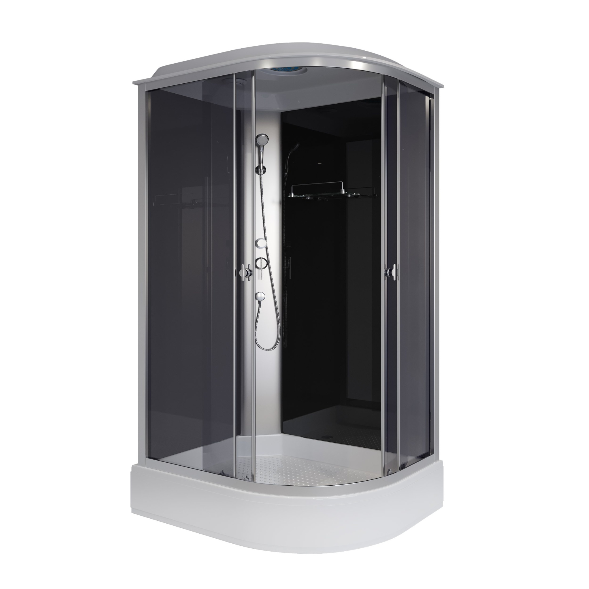 Душевая кабина с крышей Niagara Eco E120/80/26L/TN асимметричная  120x80 стекла тонированные, профиль матовый хром