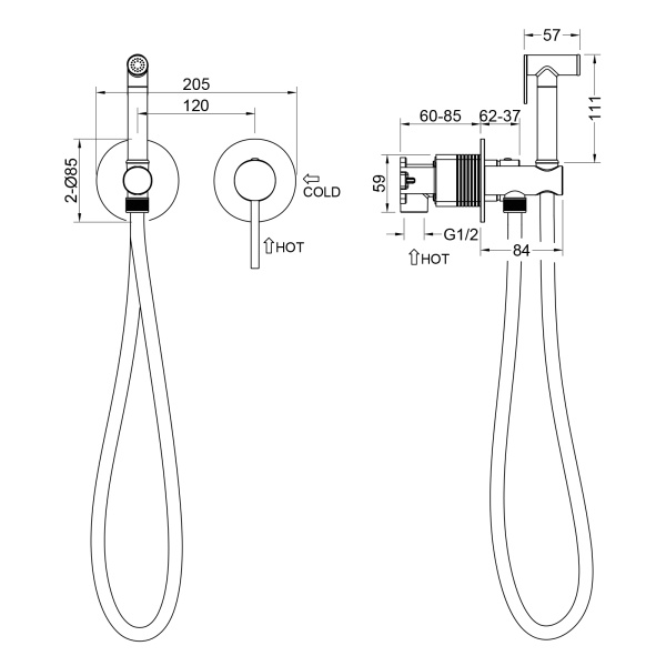 Гигиенический душ Timo Saona 2339/00SM встраиваемый в стену хром