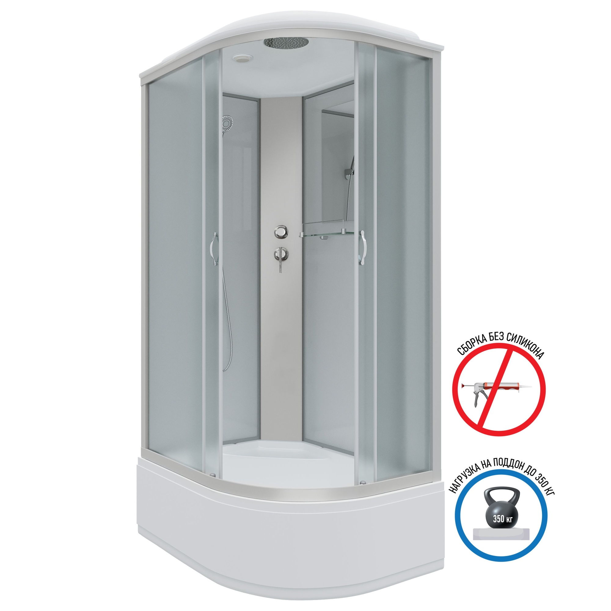 Душевая кабина с крышей Niagara Classic NG-2310-14L асимметричная  120x80 стекла матовые, профиль матовый хром