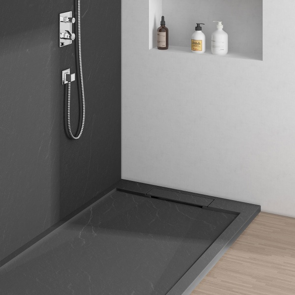 Душевой поддон низкий Vincea VST-4SRL VST-4SRL9012A прямоугольный искусственный камень 120x90 темно-серый матовый