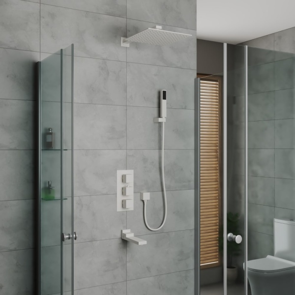 Душевая система со смесителем D&K Bayern.Liszt DA2515608A04 монтаж встраиваемая в стену с термостатом белый матовый