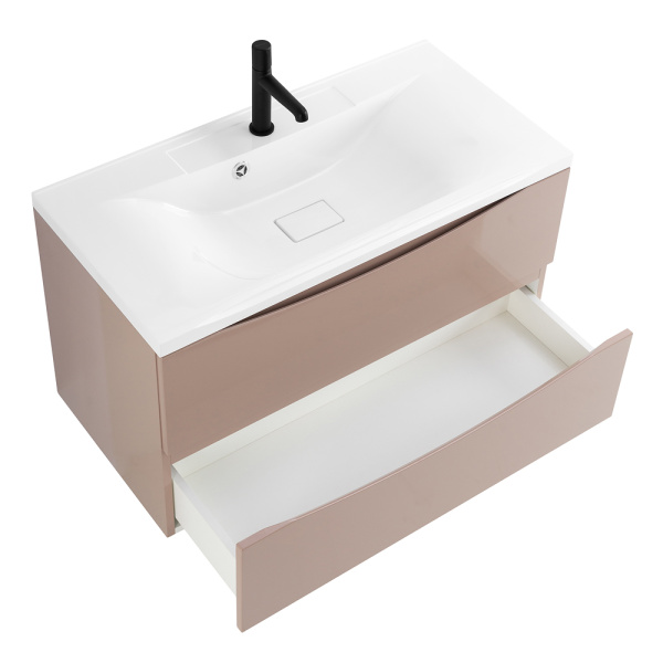 Тумба под раковину подвесная BelBagno Marino MARINO-900-2C-SO-CL-P 90 см  2 ящика цвет Capucino Lucido 