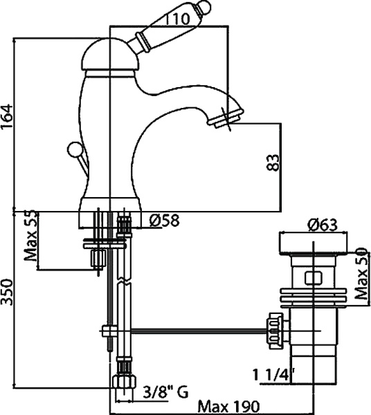 Смеситель для раковины Cezares Elite ELITE-LSM1-03/24-Bi 